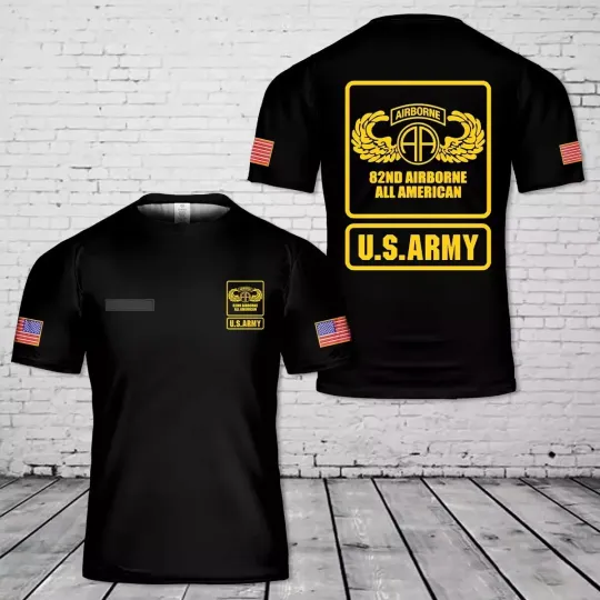 Custom Name US Army 82nd Airborne All American Wing 3D T- shirt Full Size S-5XL