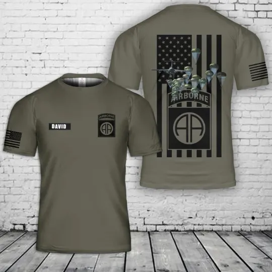 Custom Name US Army 82nd Airborne Division 3D T-Shirt