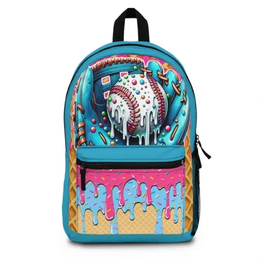 Backpack, Waffle Drip Baseball Bag, Sports Travel Rucksack, School Bookbag