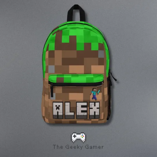 Personalized Gamer Backpack | Personalized Creeper Backpack | Gamer Gift | Gifr
