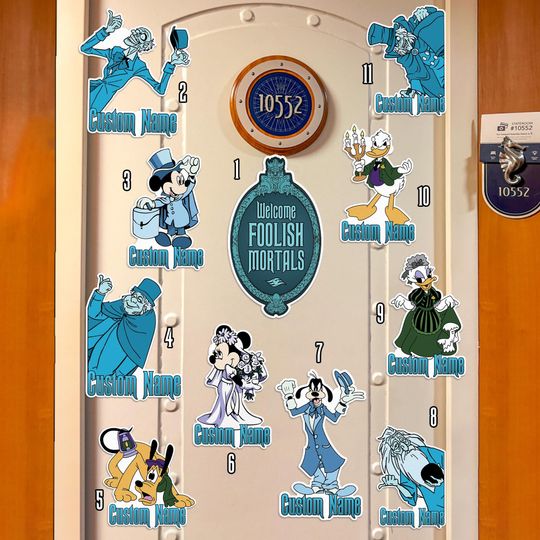 Personalized Disney Haunted Mansion Magnet, Disney Halloween Mickey & Co Magnet, Welcome Foolish Cruisers, Halloween Stateroom Door Magnet
