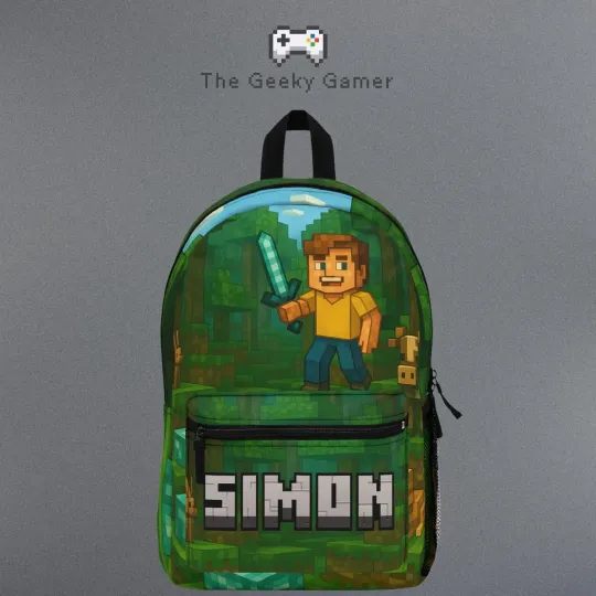 Personalized Gamer Backpack | Personalized Creeper Backpack | Gamer Gift