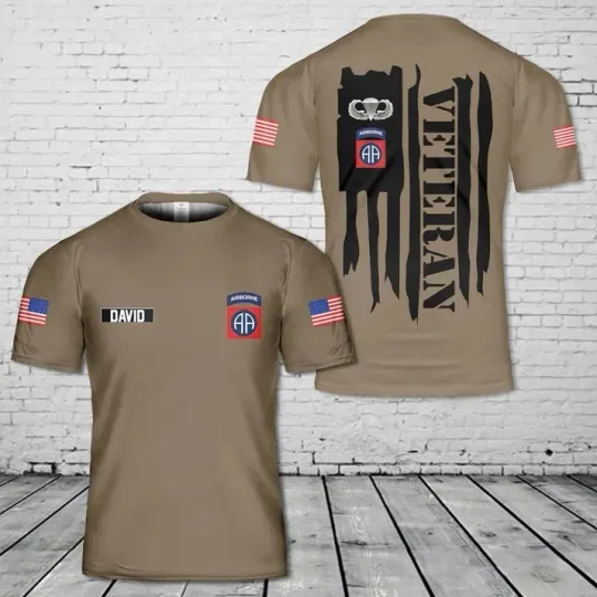 Custom Name US Army 82nd Airborne Division 3D T-Shirt S-5XL