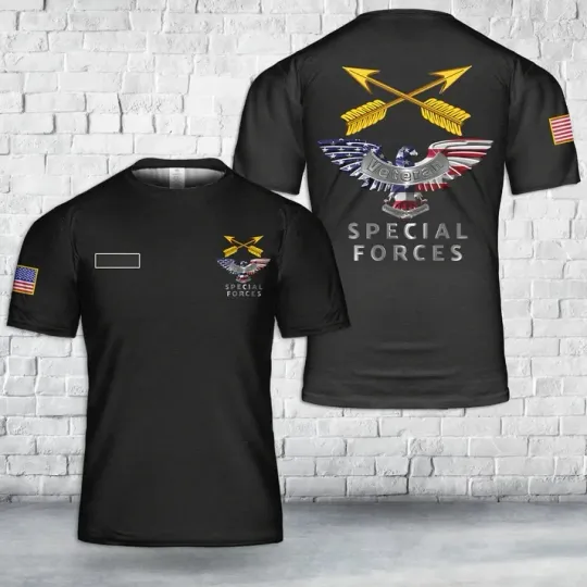 Custom Name US Army Special Forces Veteran Eagle T-Shirt 3D