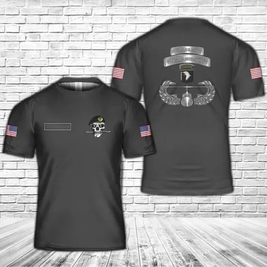 Custom Name US Army 101st Airborne Division Air Assault Screaming T-Shirt 3D