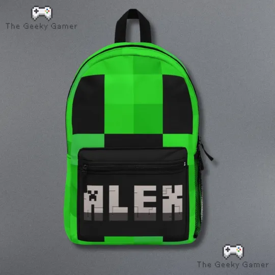 Personalized Gamer Backpack | Personalized Creeper Backpack | Gamer Gift