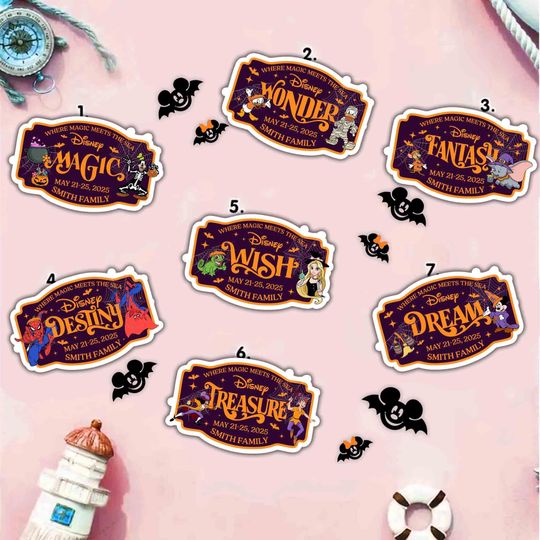 Customize Name Halloween Disney Family & Cruise Ship Stateroom Door, Cruise Line Ship Name Door Magnet, Halloween Family Cruise Trip, Magic