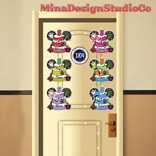 Personalized Mickey and Friends Birthday Halloween on the High Seas Disney Cruise Magnet, Halloween Family Birthday Cruise Stateroom Door