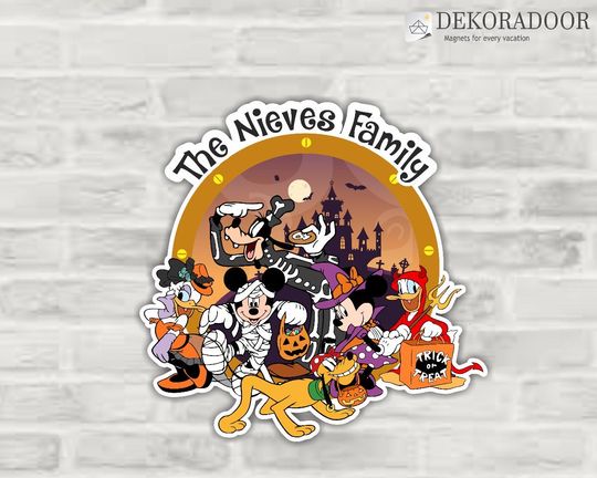 Halloween Family Magnet/ Disney Cruise Suite Door Magnets/ Halloween Door Magnet/ Cruise Magnet/ Disney Cruise Decor/ Disney Cruise Magnet