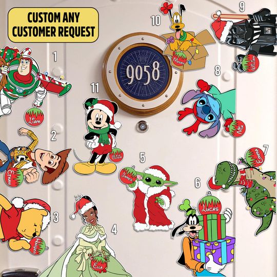 Personalized Toy Story Disney Christmas Cruise Magnet, Mickey Mouse & Friends Magnet, Stitch Family Stateroom Door, Disney Christmas Magnet