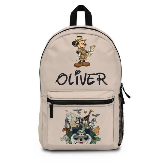 Custom Mickey Safari Backpack, Disney Kids Bag, Camping Backpack