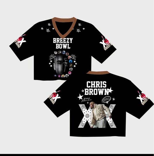 Chris Brown Breezy Bowl Crop Top Football Jersey Mesh | Breezy Bowl XX 2025 Shirt | Concert Outfit | Breezy Bowl