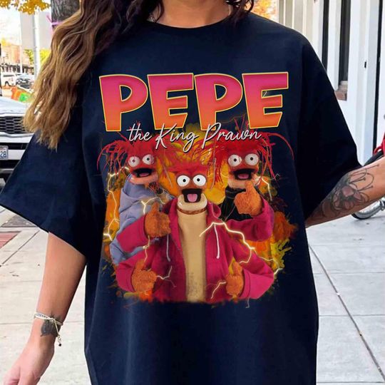 Vintage Bootleg The Muppets Pepe King Prawn T-shirt, Retro Disney Pepe Portrait Tee, Funny The Muppets Tee, Disneyland Family Trip 2025 Gift