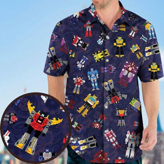 Halloween Transformers Hawaiian Shirt, Transformers Characters Button Shirt, Transformer Autobot Shirt