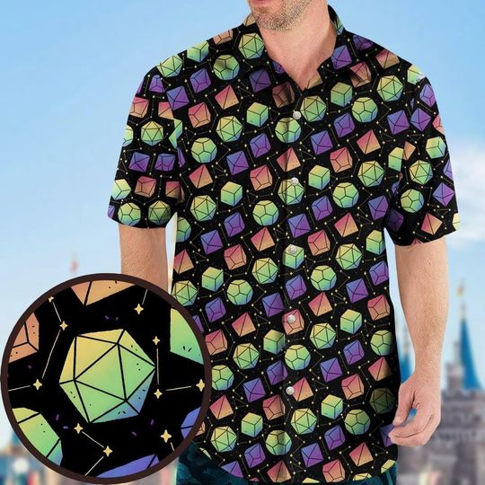 Dnd Hawaiian Shirt, Dungeons And Dragons Hawaii Shirt, Dice Button Shirt Men, Dungeon Master Shirt