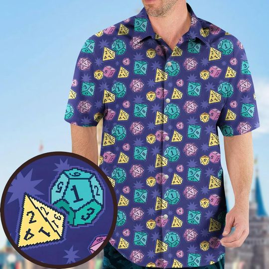 Dnd Hawaiian Shirt, Pixel Dice Dungeons And Dragons Hawaiian Shirt, Dungeons And Dragons Gift, Dungeon Master Shirt