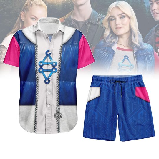 Disney Addison Wells Button Shirt, Men Shorts, Zombies 4 Costume Shirt