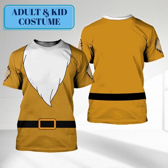 Disney Bashful 3D Costume T-shirt, Snow White And Seven Dwarfs Halloween Costume Group Family Party Shirt, Bashful Halloween Cosplay