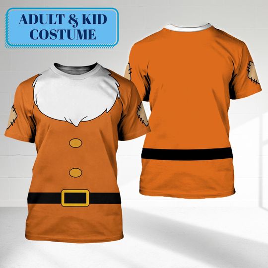 Disney Doc 3D Costume T-shirt, Snow White And Seven Dwarfs Halloween Costume Group Family Party Shirt, Doc Halloween Cosplay