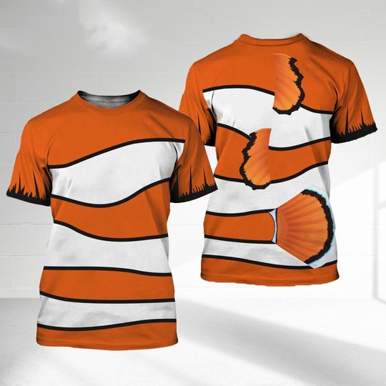 Marlin Costume T-Shirt, Marlin Halloween Cosplay Tee, Finding Nemo Character Cosplay Costume Tee, Marlin Finding Nemo All Over Print Shirt