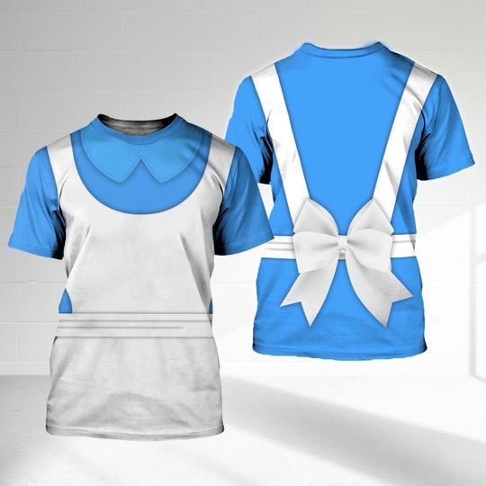 Alice in Wonderland Costume 3D T-Shirt, Halloween Costume For Family Group T Shirt, Tea Party Running Cosplay Shirt For Women