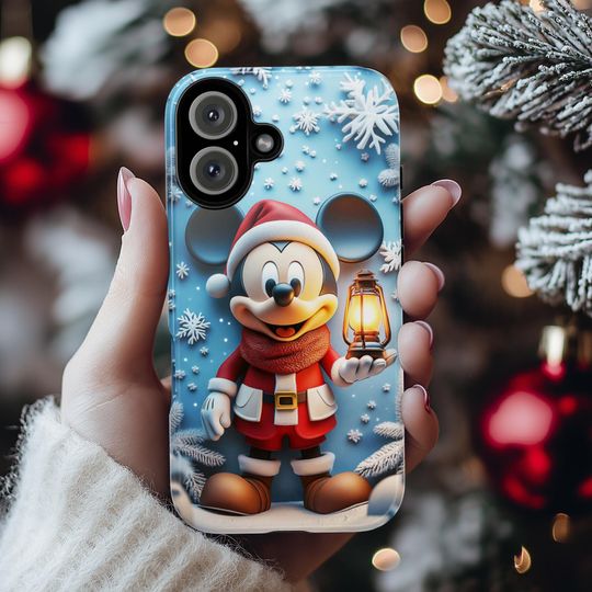 Christmas Santa Mickey Mouse 3D effect Phone Case, Cartoon Design