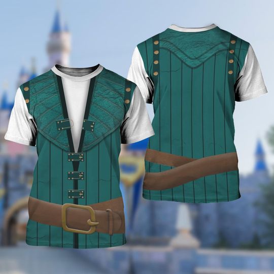 Flynn Rider Costume Cosplay 3D T-Shirt, Tangled Costume, Rapunzel Halloween Costume For Family Group T Shirt, Men Suit Cosplay Tee
