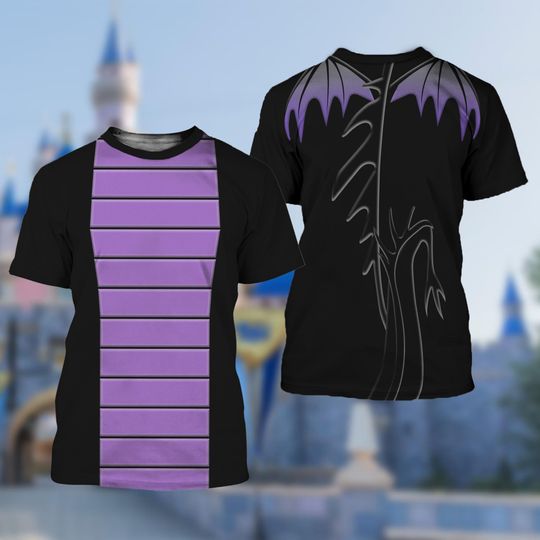 Dragon Maleficent Cosplay Costume 3D All Over Printed Shirt, Magic Kingdom Villain Halloween Shirt, Sleeping Beauty Cosplay T-Shirt