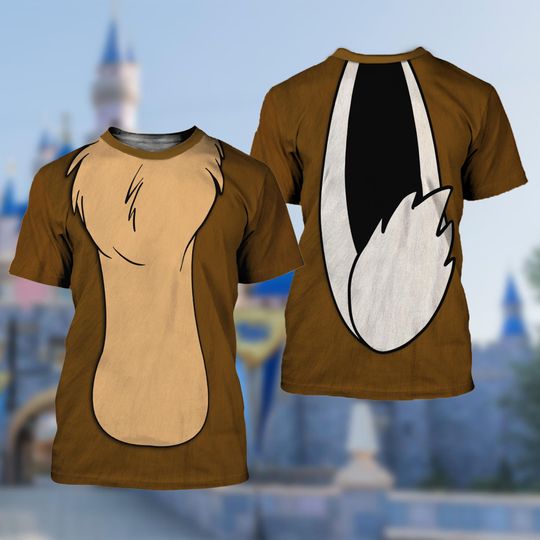 Chip N Dale Costume T-Shirt, Chip Rescue Rangers Character All Over Print Shirt, Chip And Dale Cosplay Costume Tee, Halloween 3D T-Shirt