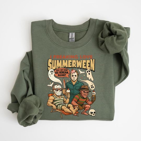 I Freaking Love Summerween Sweatshirt, Funny Spooky Summer Sweatshirt, Horror Beach Vibes Sweatshirt