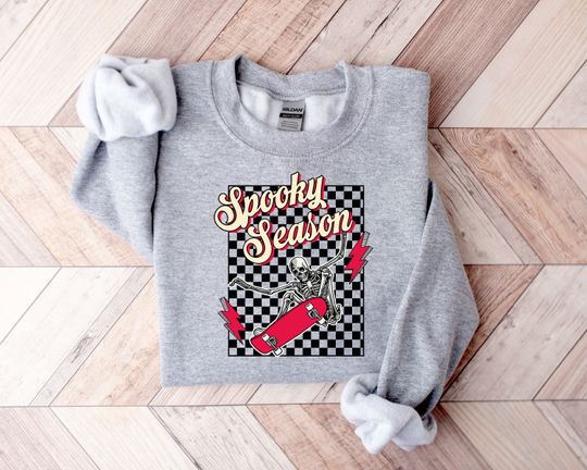 Spooky Season Halloween Sweatshirt, Spooky Sweatshirt, Skeletons Pumpkin Sweatshirt, Trick or Treat