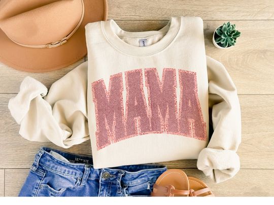 Mama Leopard Print Design for Sweatshirts, Glitter and Retro Mama