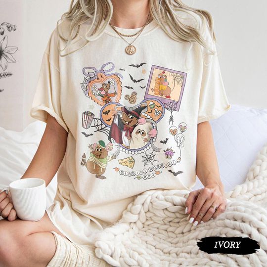 Coquette Disney Jaq & Gus Gus Mummy Halloween Shirt, Bibbidi Bobbidi Boo Tee, Princess Cinde Halloween Shirt,Disney Halloween Party Tee