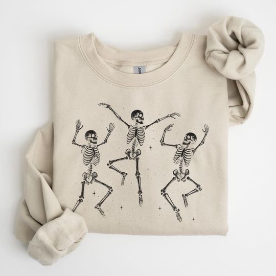 Funny Dancing Skeleton Sweatshirt, Spooky Season Sweatshirt, Fall Skeleton Vibes Sweatshirt, Skeleton Dance Sweater