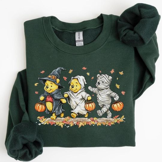 Halloween Pooh Sweatshirt, Cute Fall Sweater, Gift For Halloween, Spooky Season Sweater