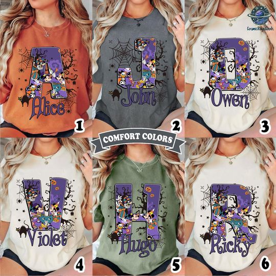 Personalized Halloween Name Shirt, Kids Halloween Shirt, Custom Halloween Shirt, Custom Name Tshirt, Custom Halloween Mickey and Friends