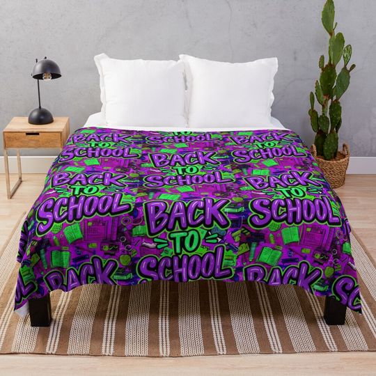 Back To School Graffiti Style Quote Throw Blanket