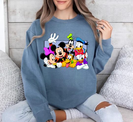 Disney Characters Sweatshirt, Mickey and Friends, Disneyland Trip, Disney World Sweatshirt
