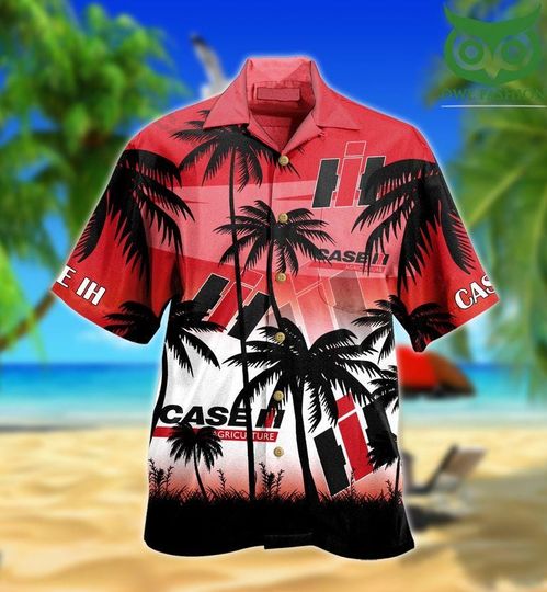 Case IH Palm Agriculture Hawaiian Shirt, Farm Aloha Shirt for Men, Summer Beach Shirt