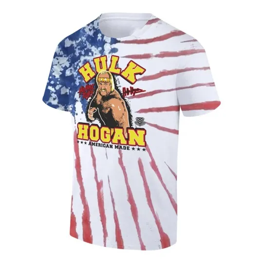 WhiteRed Hulk Hogan American Made American Flag  T-Shirt 3D Print, Gift for Fan