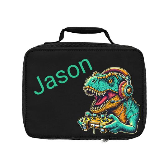 Personalized Lunch Bag, Dinosaur lunch bag for Kids, T-Rex lunch box, lunch bag