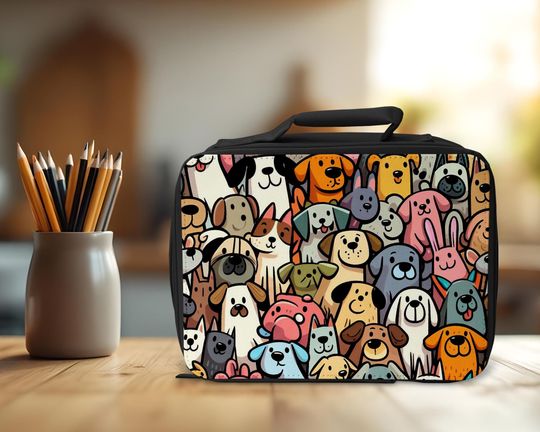 Cartoon Dogs | Insulated Lunch Box / Lunch Bag | Back to School | Adults or Kids