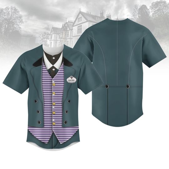 Haunted Mansion Ghost Host Baseball Jersey, Butler Halloween Costume Shirt, Disneyland Outfit, Haunted Ride Jersey,Butler Cosplay Shirt
