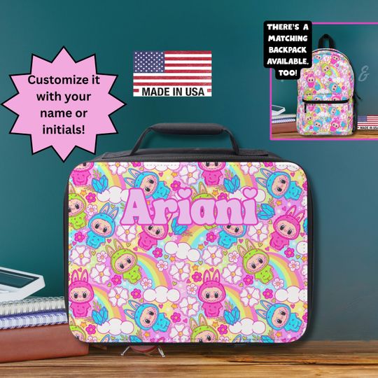 Kawaii Rainbow Bubu Lunchbox- Cute Pastel Monster Kids School Insulated Lunch Bag