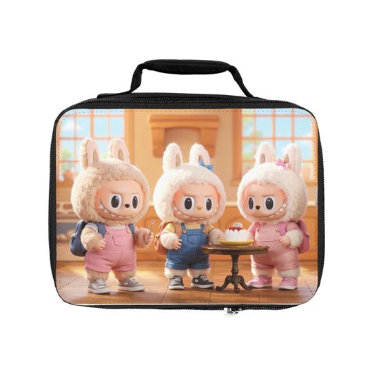 Labubu Lunch Time Bag, Monster Character Insulated Lunch Tote, Reusable Food Bag