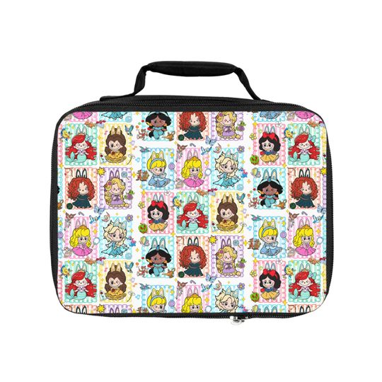 Whimsical Kids' Lunch Bag with Princess Designs, Insulated Lunch Box for Back to School