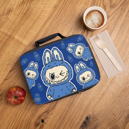 Labubu Inspired Blue Lunch Bag with Handle, Labubu Lunch Bag, Labubu Gift