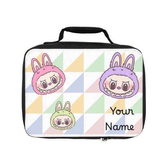 Personalized Lunch Bag with Cute Labubu Design, Kids Lunch Tote, Custom Name