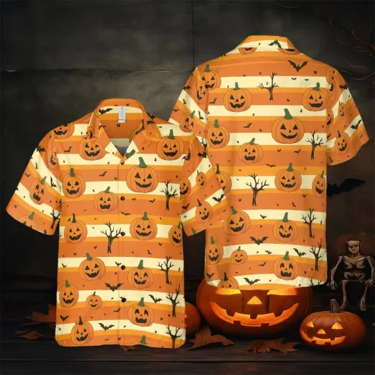 Funny Pumpkin Halloween Hawaiian Shirt, Jack-O’-Lantern Cute All-Over Print shirt