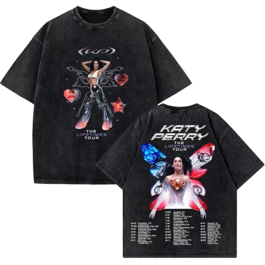 Remake Katy Perry 2025 The Lifetime Tour Black T shirt Basic tee